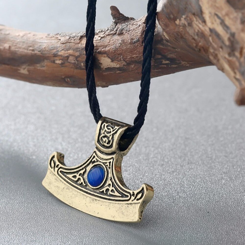 Viking Necklace Axe Talisman Retro Odin Rune Symbol Antique Slavic Nordic - Picture 4 of 7